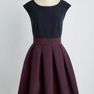 Modcloth Navy Polka-dotted Sleeveless Dress